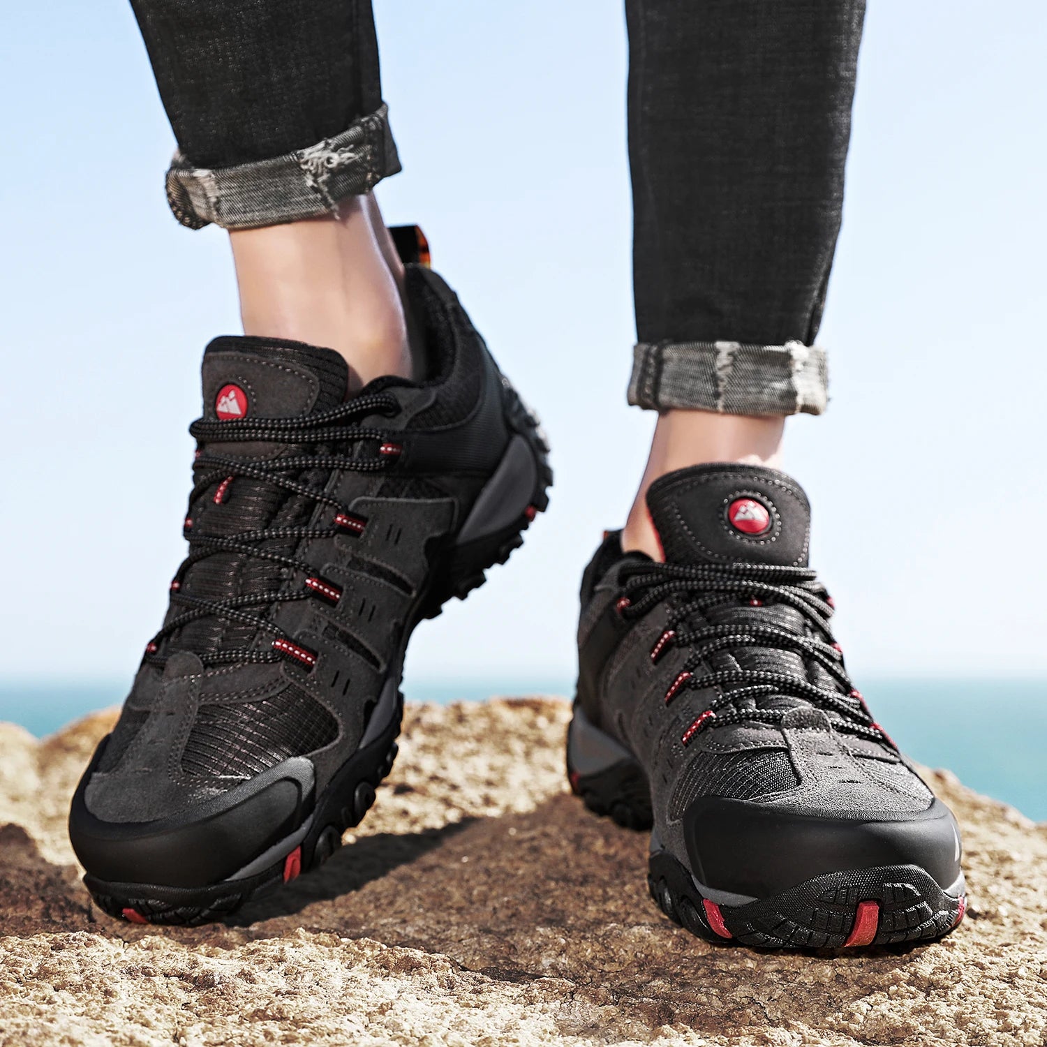 HIKEUP Men's Suede Leather Hiking Shoes – Outdoor Trekking